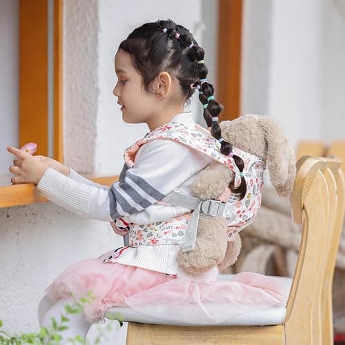 GAGAKU Baby Doll Carrier Front and Back Stuffed Animal Carriers for Little Girls - Pink thumbnail 7