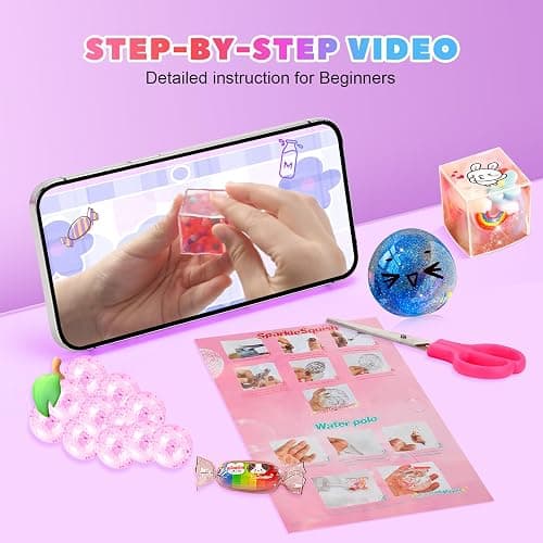 Lokuc Nano Tape Bubble Kit for Kids with Box, 19.7Ft Nano Tape Squishy Maker with Glitter, Clay, Beads, Stickers and Tutorials, Gifts for Boys Girls Aged 4, 5, 6, 7, 8, 9 Years Old thumbnail 5