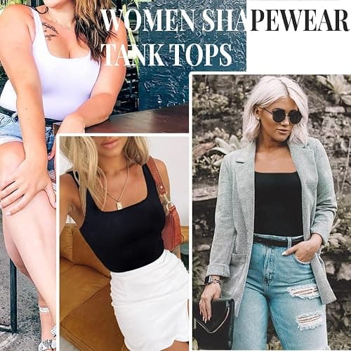 EUYZOU Women's Tummy Control Shapewear Tank Tops Seamless Square Neck Compression Tops Slimming Body Shaper Camisole thumbnail 3