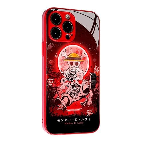 HEMINJYJEF Japanese Anime Anti-Drop Color Soft Silicone Protective Shell Manga Pattern Tempered Glass Covers Multicolor Phone Cases (Metal Red, Luffy Gear 5 Nika,for iPhone 11) thumbnail 7