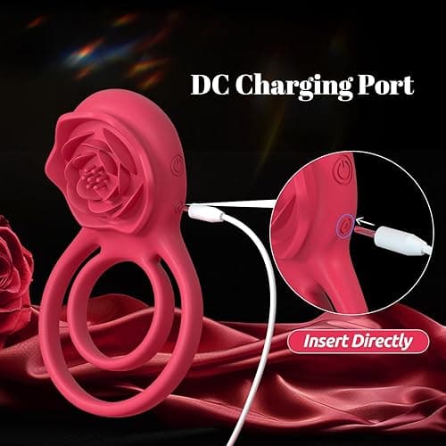 Vibrating Cock Ring with Rose Clitoral Stimulator, Pleasure Penis Ring Vibrator Couples Adult Sex Toys for Men Women, 7 Vibrations Male Couple Sex Toy - Rose thumbnail 5