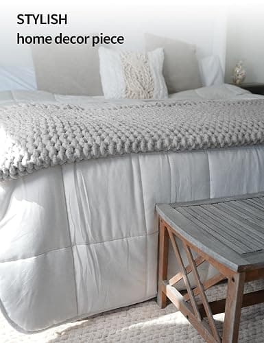YnM Chunky Throw Blanket, Hand Knitted with Chenille Yarn, Skin Friendly, Ventilated and Breathable, Machine Washable, Home Décor Piece for Couch, Sofa and Bed (Glacier Grey, 40x50 Inch) thumbnail 8