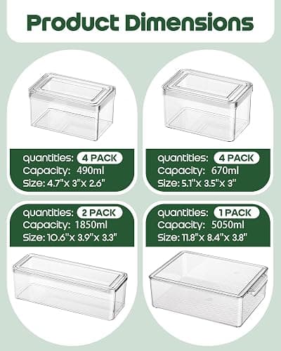 KEMETHY 11 Pack Refrigerator Organizers and Storage, Stackable Fridge Organizer Bins, BPA-Free Clear Plastic Fruit Storage Containers for Fridge, Kitchen, Fruits, Drinks, Produce, Vegetable - 11 Pcs thumbnail 3