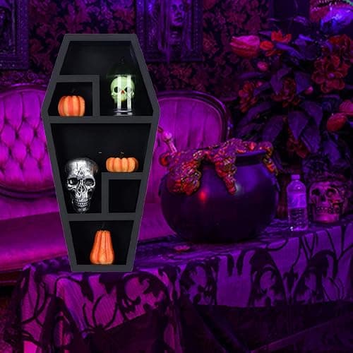 Siopob Large Coffin Shelf | Gothic Floating Coffin Shelves,Creative Bookshelf Floating Shelves, Gothic Furniture, Spooky - Decor for -Halloween thumbnail 9