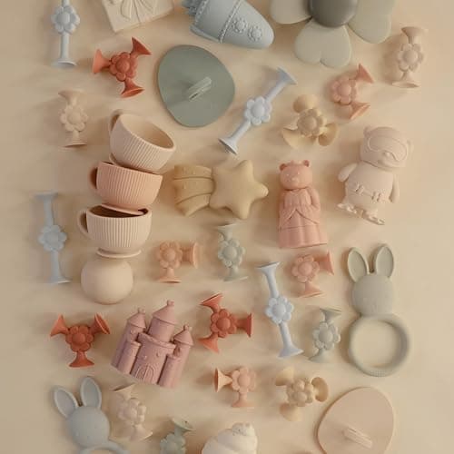 mushie Silicone Suction Builder Toy | 18 pcs for Kids 3 Years+ (Daisy) thumbnail 7