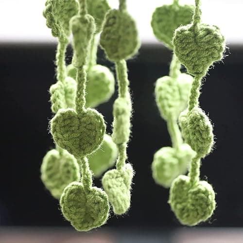 Cute Crochet Plant for Rear View Mirror, Boho Handmade Car Mirror Hanging Accessory for Women & Girls, Green Interior Aesthetic Decor Truck Hanger Ornament Charm thumbnail 7