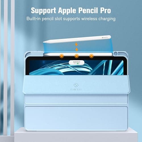 Fintie Hybrid Slim Case for iPad Air 11-inch M3 (2025) / M2 (2024), iPad Air 5th (2022) / 4th Generation (2020) 10.9 Inch - Shockproof Cover with Clear Back Shell & Pencil Holder, Sky Blue thumbnail 7