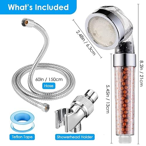 Vacto LED Handheld Shower Head Set with Filtration, Automatic 7-color Changing Shower Head Kit, High Pressure Handheld Shower Head with Hose and Bracket, Water Saving Showerheads with Filtration Beads thumbnail 2
