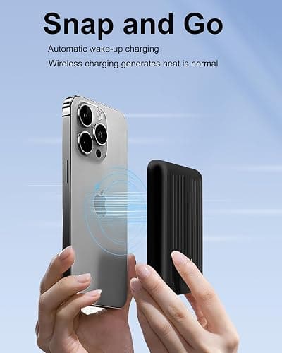 Miady 2-Pack MagSafe-Compatible Portable Charger, 5000mAh Mini Magnetic Power Bank, Compact 5W Wireless Battery Pack for iPhone 17/16/15/14/13/12 thumbnail 5