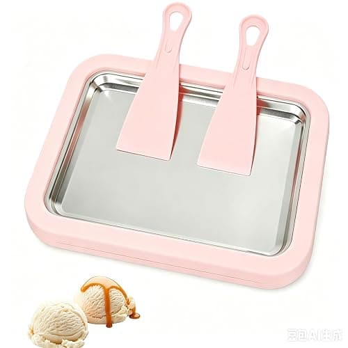Instant Ice Cream Maker,Rolled Ice Cream Maker, Soft Serve Ice Cream maker,Perfect for Frozen Yogurt, and More! Food grade stainless steel ice cream roll machine for home us (Pink) - Image 1