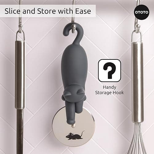 OTOTO Kitty Cut Pizza Cutter Wheel - Pizza Cutters Stainless Steel, Funny Kitchen Gadgets and Kitchen Gifts, Cat Gift for Women Cat Lovers (kitty cut) thumbnail 7
