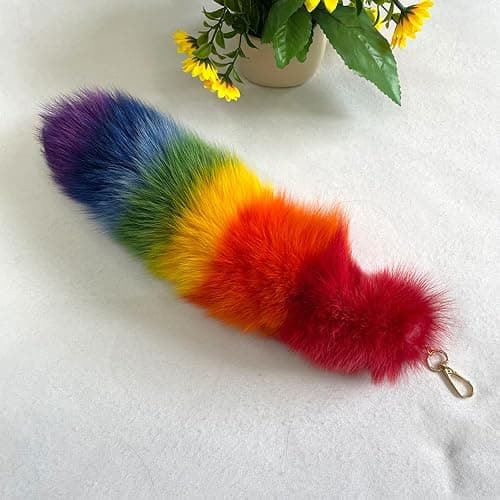 COSEARTUME Big Therian Fox Tail Cosplay Fur Wolf Tails Keychain Halloween Fox Costume Accessories for Kids Adult thumbnail 2