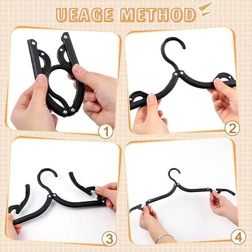 Sieral 40 Pcs Foldable Travel Hangers Plastic Portable Folding Clothes Hangers Cruise Ship Essentials for Travel Cruises Suitcase Dormitory School Hotel Women Laundry Coat Bag Drying(Black) thumbnail 4