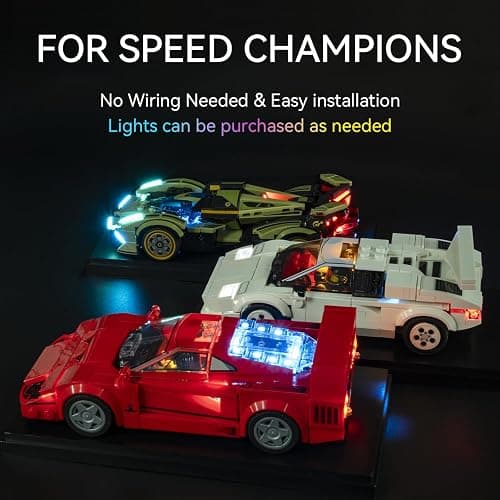 LBASE Wireless LED Light Kit for Lego Speed Champions - Car Building Blocks Lighting Set with Transparent Display Box, 1 Set + 1 Box of Random Lights (Model Not Included) thumbnail 6