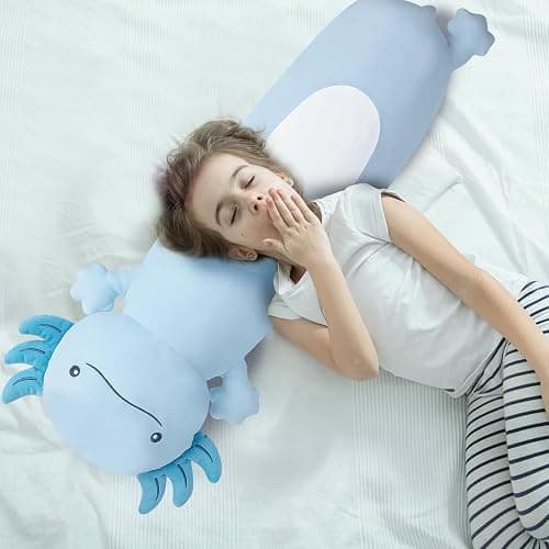 Dalmao 36 inch Cute Giant Blue Axolotl Plush Soft Body Pillow, Large Axolotl Stuffed Animals Toy, Squishy Plushies Gifts for Kids Boys Girls Birthday thumbnail 2