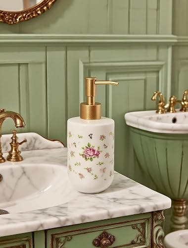 Pecfamly Vintage Floral Decorative Hand Soap Dispenser, Vintage Floral Botanical French Country Shabby Chic Victorian Aesthetic Bathroom Room Home Kitchen Decor thumbnail 5