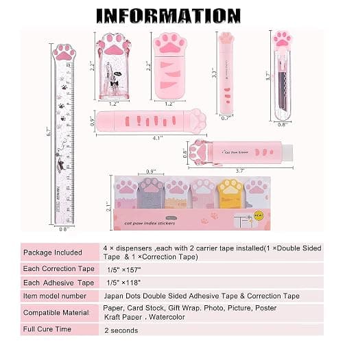 BITOSEE 9Pcs Cute School Supplies, Cute Stationery,Includs Pencil Sharpener,Eraser, Correction Tape,Sticky Notes, Ruler, Scissors,Utility Knife, for Cute Office Supplies thumbnail 6