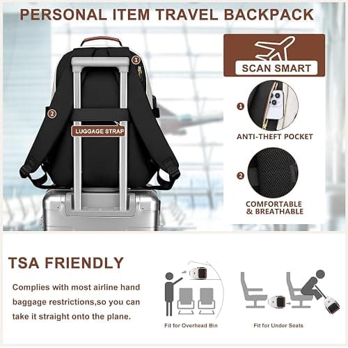 Laptop Backpack for Women Bookbag: 15.6 inch Work School Backpacks with Pouch Pocket for Large Capacity Cup & USB Charger College Book Bag Travel Business Nurse Teacher Bookbags Anti-theft Back Pack thumbnail 6
