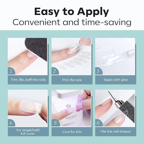Modelones Short Almond Nail Tips 510pcs Full Matte Soft Fake Press On Nails | Full Cover Clear Acrylic Gel Kit False Press on Nails for Extension DIY Salon 15Sizes thumbnail 9