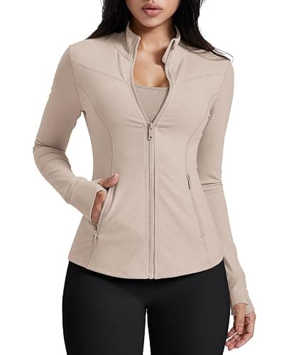 AVGO Womens Running Jackets Lightweight Slim Fit Workout Jacket Zip Up Athletic Track Gym Tops with Pockets & Thumb holes - Image 1
