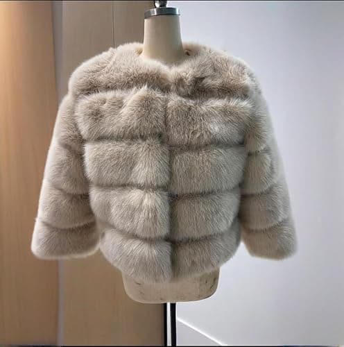 ZhuiKun Women's Faux Fur Coat Short Artificial Fur Overcoat Solid Thick Outerwear Shaggy Parka Cardigan Jacket thumbnail 6