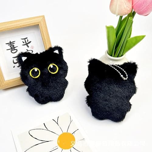 Fuerxy Black Cat Bag Charm, Black Plush Gifts for Handbags Backpacks Purse Keychain Accessories Charm Cat Lover Gifts thumbnail 7