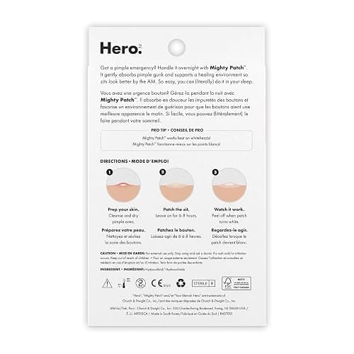 Hero Cosmetics Mighty Patch Original – Hydrocolloid Patch for Pimples, Overnight Acne Blemish & Zit Stickers for Sensitive Skin, (72 Count) thumbnail 6
