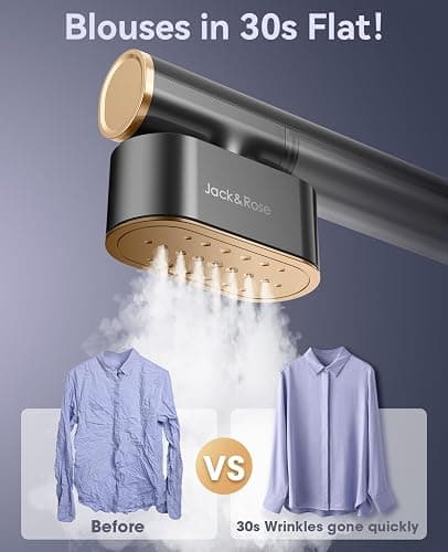 Jack ＆ Rose Travel Steamer for Clothes,100-220V Portable Iron,15s Heat Up,Steamer ＆ Iron 2 In 1, Travel Size,Large Ceramic Heat Panel,for Global and Europe thumbnail 4