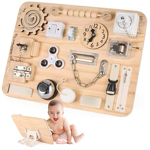 potatomato Montessori Busy Board – Jouet sensoriel en Bois, éducatif et motricité, Jeux en Bois, activité Manuelle, bac sensoriel, Jouet autisme pour Enfants - Image 1