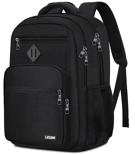 LIECDRO Black Backpack for Men, School Backpack for Boys Teens,15.6 inch Laptop Back Pack with Reinforced Straps, Backpacks for School Business Work College Travel, College Book Bag, Bookbag - Image 1