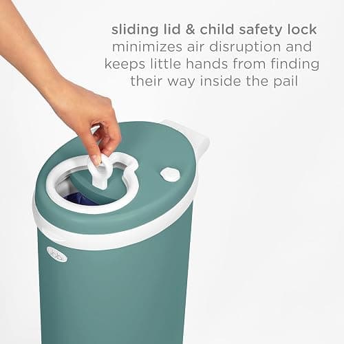 Ubbi Stainless Steel Diaper Pail, Odor Locking, No Special Bag Required, Award-Winning, Registry Must-Have, Open Water thumbnail 6