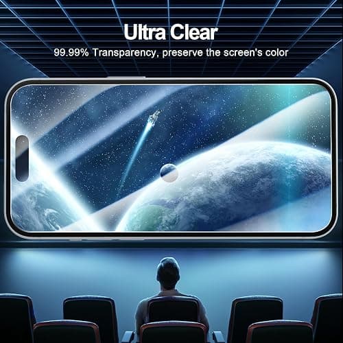NEW'C 3 Pack Designed for iPhone 16, iPhone 15 Screen Protector (6.1 inches),Enhanced Tempered Glass Protection with easy installation tool included,Case Friendly Ultra Resistant thumbnail 7