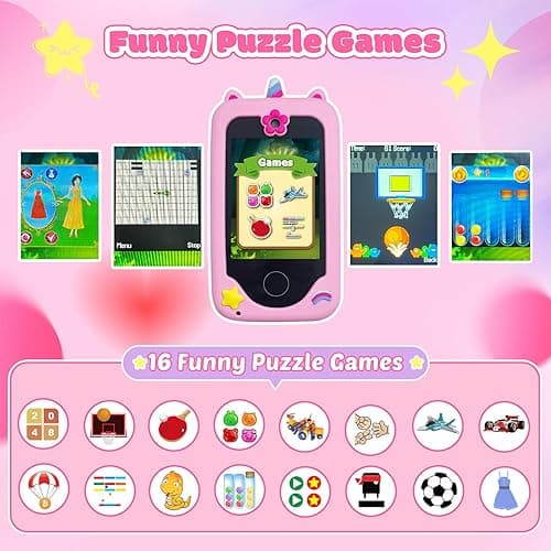 AOOKYMEL Kids Smart Phone Toys, Unicorns Gifts for Girls Age 6-8, Touchscreen MP3 Player Learning Toys with Dual Camera, Chrismas Birthday Gifts for 3 4 5 7 9 Years Old Kids with 8G SD Card (PH05U) thumbnail 5