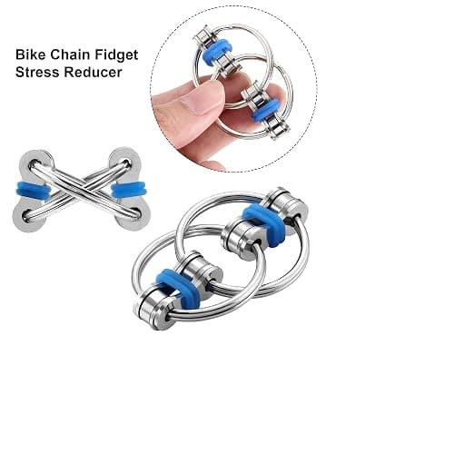Gejoy 12 Pcs Bike Chain Fidget Toys Set Flippy Roller Chain Sensory Rings Bulk Handheld Toy Key Anxiety Relief Learning Help for Adults Teenagers ADHD Add Autism(6 Colors) thumbnail 5