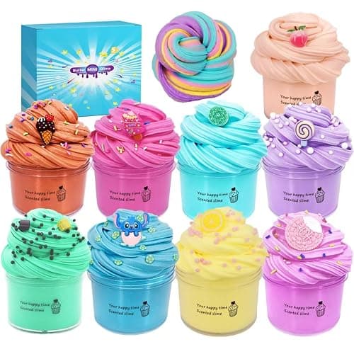 9 Packs Butter Slime Kit, Super Soft, Non-Sticky Stress Relief Toy, Party Favors and Birthday Gift for Boys and Girls - Image 1