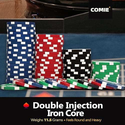 Comie Poker Chips,500PCS Poker Chip Set with Aluminum Travel Case,11.5 Gram Poker Set for Texas Holdem Blackjack Gambling thumbnail 3