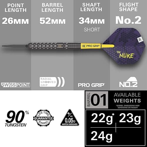 Target Darts Luke Littler G1 Steel Tip Swiss Point Darts, 90% Tungsten Dart, 22G/23G/24G | Generation 1 Steel Tip Dart, Player Edition Swiss Points Dart Sets with Tool, Pro Grip Shafts & No.2 Flights thumbnail 3