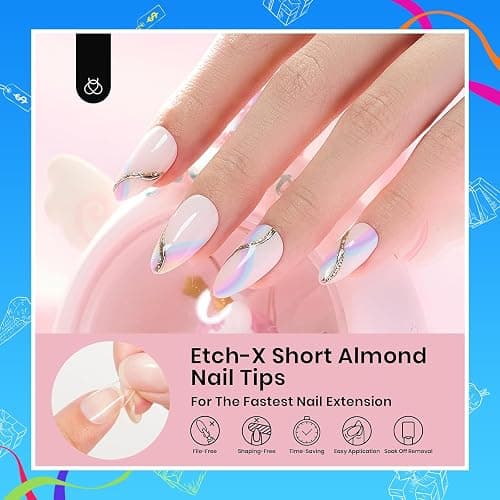Beetles Short Almond Nail Tips: 12 Sizes 288 PCS Half Matte Full Cover Gel Tips Clear Acrylic Gel Nail Tips Almond Shape for DIY Extension thumbnail 2