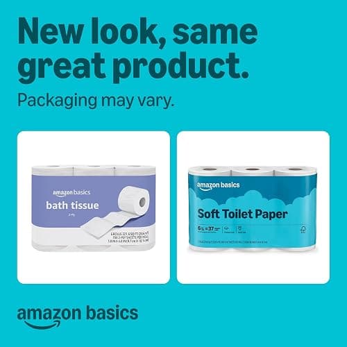 Amazon Basics 2-Ply Soft Toilet Paper, 6 Rolls (1 Pack of 6), Equivalent to 37 Regular Rolls, Packaging May Vary thumbnail 2
