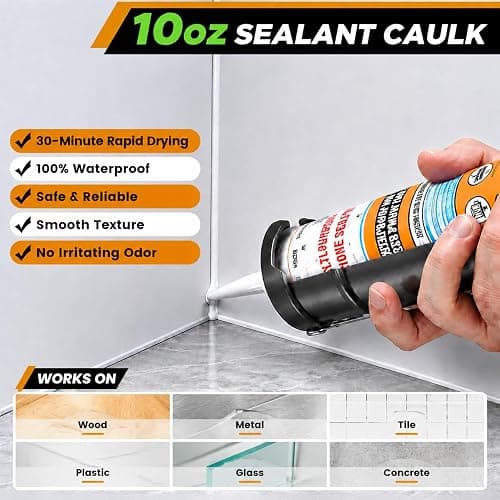 Professional Caulk Gun Kit with Caulk Remover & Silicone Sealant - 5 in 1 Caulking Tool Set for Caulking Removal, Includes Caulking Gun Tool, Silicone Scraper thumbnail 5