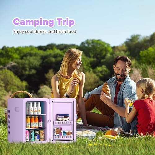 Kikihouse 22L/30Cans Mini Fridge for Bedroom, 12v DC Portable Cooler & Warmer, Mini Refrigerator with Glass Front, for Car Office Desk & Dorm Room Food Beverage Skincare Makeup thumbnail 8