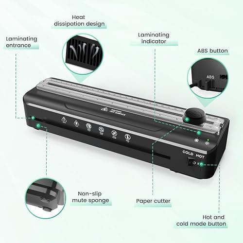 Laminator Machine 9 Inch Laminating Machine - A4 Cold Thermal Laminator Machine with Laminating Sheets, 8.5 x11 Personal Laminators for Teachers 90s Warm up, A4/A5/A6 Laminators for School Home thumbnail 8