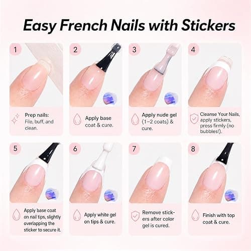 Beetles French Tip Gel Polish Set, White Nude Pink French Manicure Kit | 2 Nail Art Stickers for Diy Uv/Led Manicures At Home Or Salon, Suitable for Adding Quick Accent Designs thumbnail 6