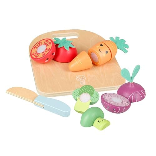 Happy Veggies Wooden Play Food for Kids - Kitchen Cutting Fruits Toys for Toddlers, Pretend Vegetables Gift for Boys and Girls - Early Development & Activity Toys by Orange Tree Toys thumbnail 5
