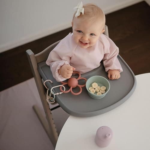 mushie Baby Splat Mat 42.5x42.5 Inch (Fog) | Water Resistant for Under High Chair and Infant Play - Fog thumbnail 7