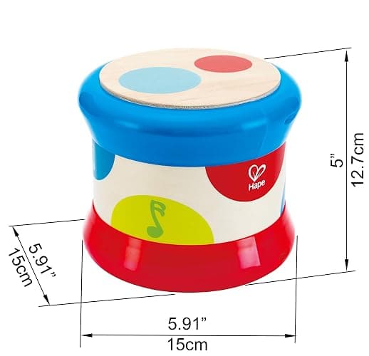 Hape Baby Drum | Colorful Rolling Drum Musical Instrument Toy for Toddlers, Rhythm & Sound Learning, Battery Powered (E0333) thumbnail 3