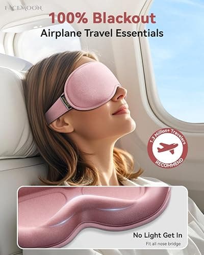 3D Weighted Sleep Mask for Women: 100% Light Blocking - Night Shift Nurse Essentials, Road Trip Travel & Long Flight, College Dorm Essentials for Girls - Lash-Friendly, Zero Eye Pressure, Pink thumbnail 3