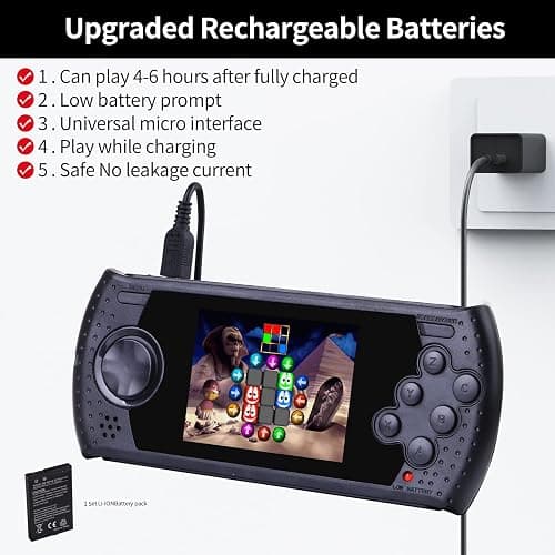 16 Bit Handheld Game for Kids Built-in 230 HD Classic Retro Video Games USB Rechargeable 3.0 Inch Childrens Travel Electronics Toys Portable Gaming Player System Gift for Boys Girls Ages 4-8-12 thumbnail 4