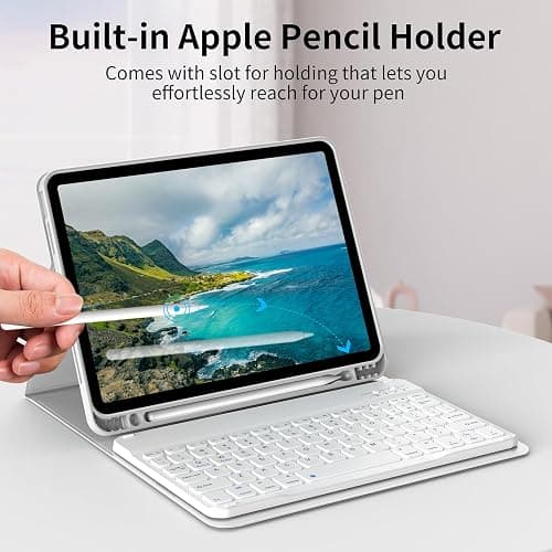 KenKe Keyboard Case for iPad 10th Generation (10.9 Inch 2022) / iPad (A16) 11th (11 inch 2025) with Left Pencil Holder, Thin&Light, Stand Folio Detachable Wireless Bluetooth Keyboard Case, Gray thumbnail 5