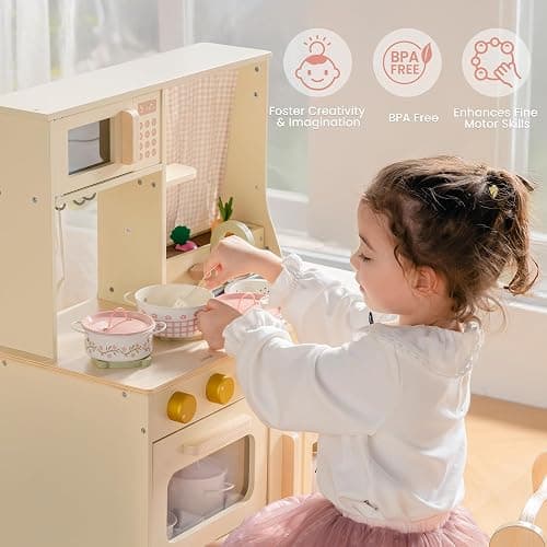 ROBUD Play Pots and Pans Sets for Kids Kitchen, Play Kitchen Accessories Pretend Cooking, Cartoon Pink Metal Pots and Pans Metal, Kids Kitchen Playset, Mini Toy Kitchen Accessories(9 Pieces) thumbnail 4